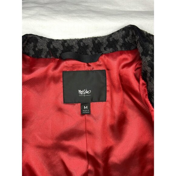 Mossimo Tweed Jacket Womens M Houndstooth Collarless Black Grey Twee 3/4 Sleeve - Picture 9 of 13